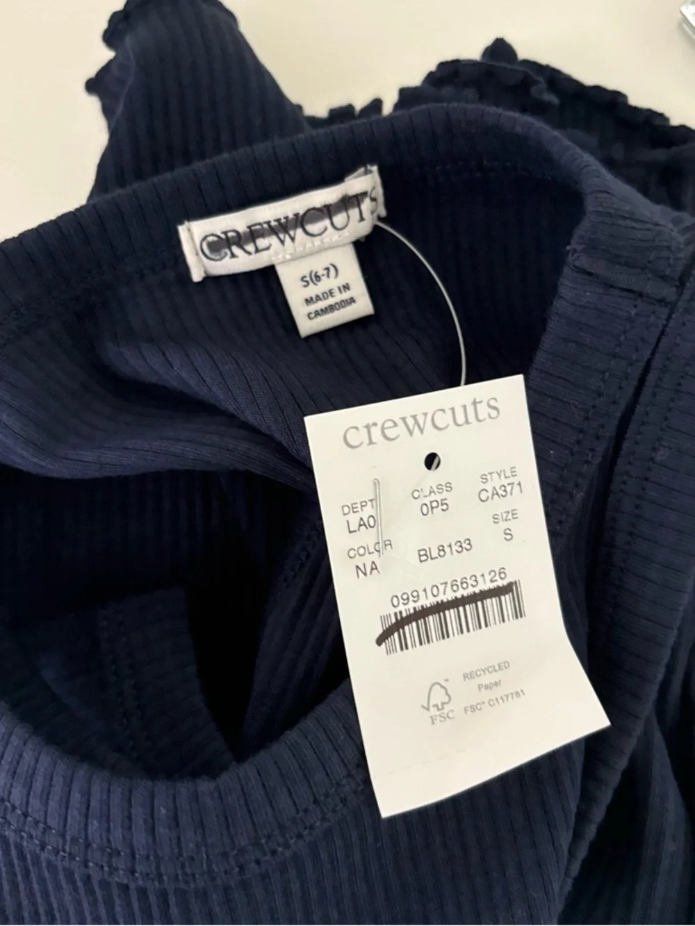 NWT J. Crew Crewcuts Girls' Everyday Tank Top Vintage Rib Navy Blue